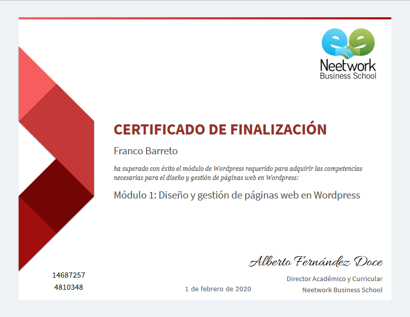 Diseño y Gestión con WordPress Certificate